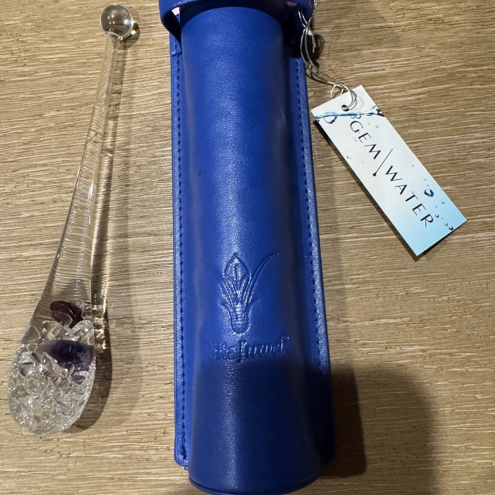 Blue Leather Water Bottle Holder